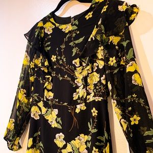 Boho Chiffon Yellow Floral Peasant Dress